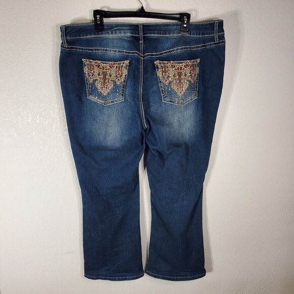 APT 9 Denim - APT 9 Womens 18WS Bootcut Jeans Blue Denim With Embellished Back Pockets